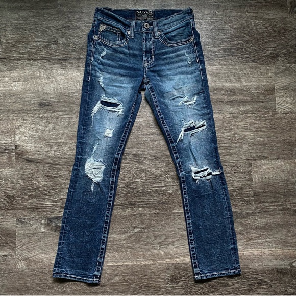 Salvage ripped jeans women’s size 29x30 Havoc straight slim fit - Picture 2 of 10